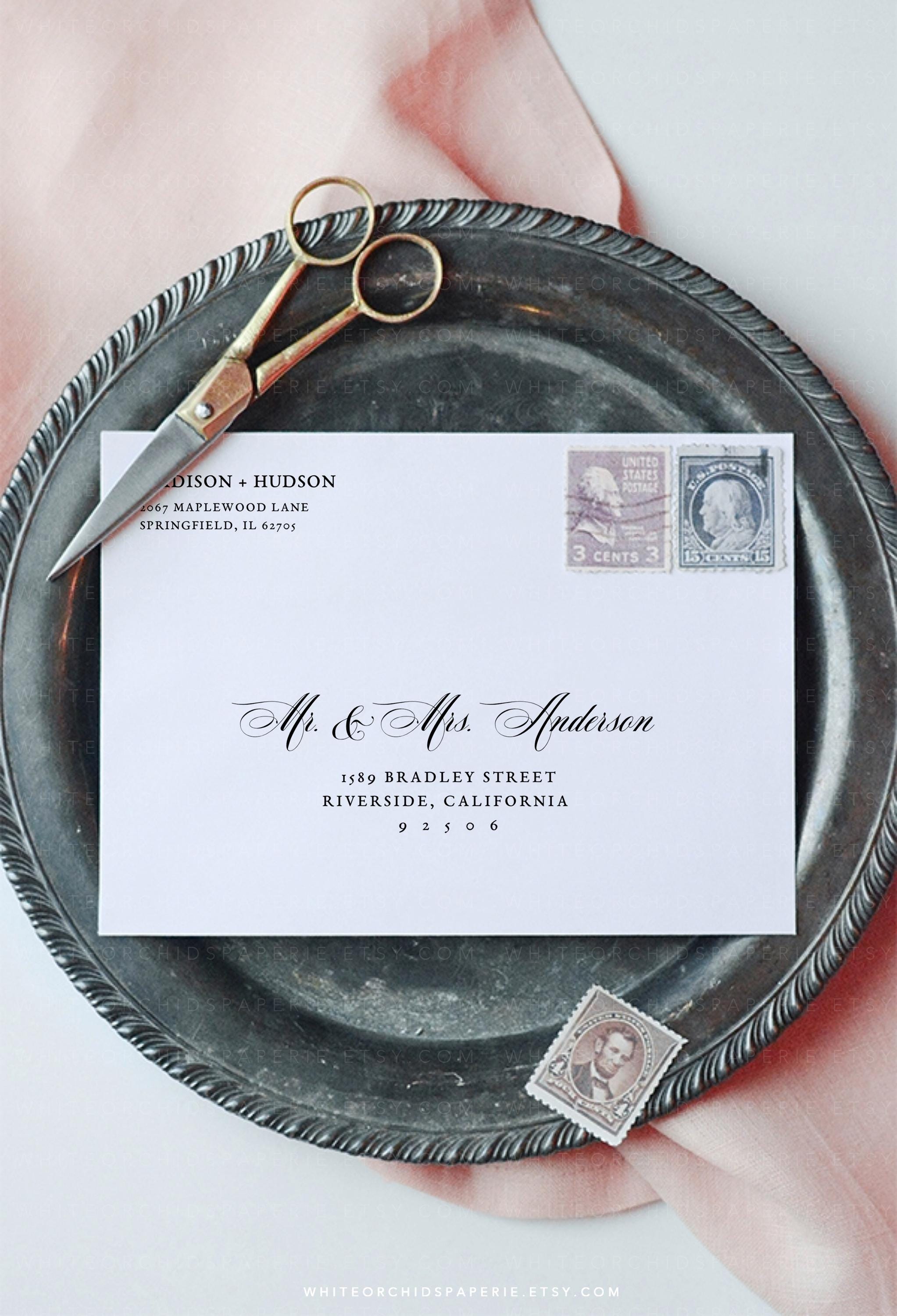 Classic Wedding Envelope Address, Envelope Address Template, Envelope ...