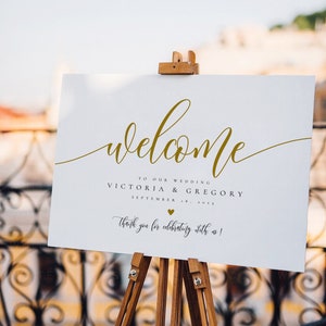 Script Welcome Sign, Wedding Welcome Sign, Welcome Sign Wedding, Welcome Sign Printable, Welcome Sign Template, Gold Welcome Sign, Stephanie