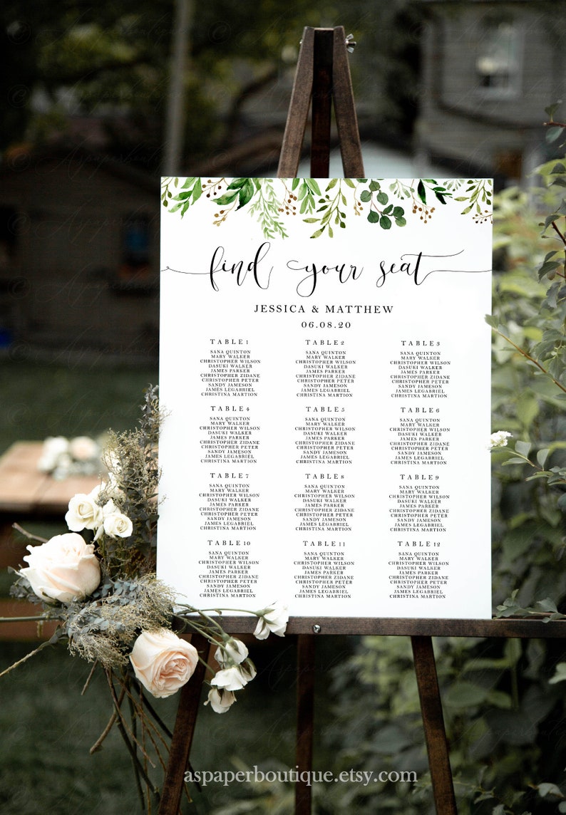 Greenery Wedding Seating Chart