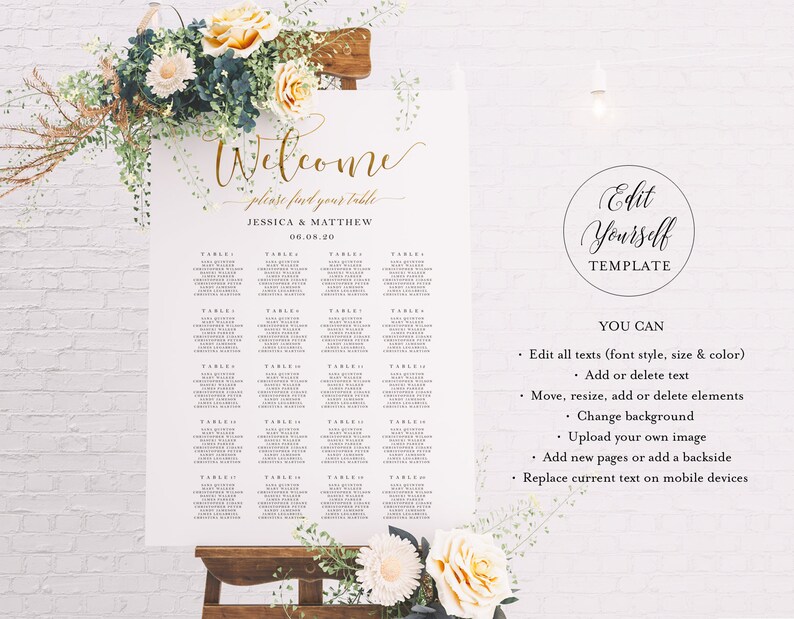Try Before You Buy 18 S45g Gold Seating Chart Wedding Seating Plan Welcome Wedding Seating Chart Seating Template Seating Plan Paper Invitations Announcements Vadel Com