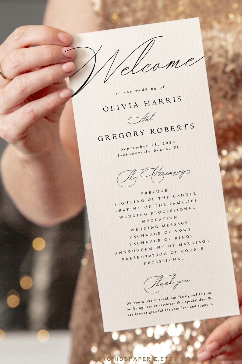 Script Wedding Program Template, Ceremony Program, Program Printable, Wedding Program Template Download, Program Template, Catherine image 1