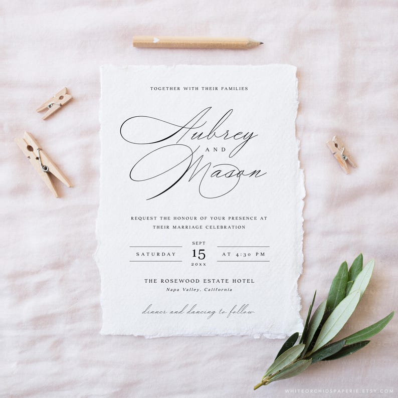 Script Wedding Invitation, Wedding Invitation Template, Wedding Invitation Suite, Wedding Invitation Set, Wedding Invites, Catherine image 2