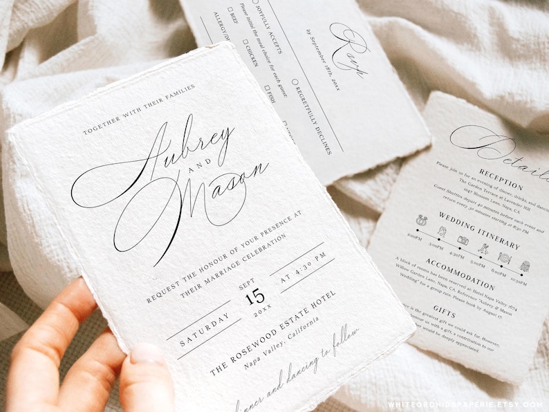 Script Wedding Invitation, Wedding Invitation Template, Wedding Invitation Suite, Wedding Invitation Set, Wedding Invites, Catherine image 1