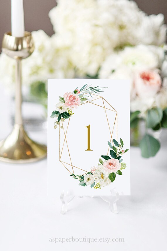 Blush Floral Wedding Table Number Table Numbers Wedding Etsy