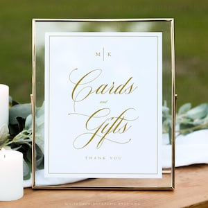 Classic Cards and Gifts Sign, Wedding Cards and Gift Sign, Cards and Gifts Sign Template, Gold Cards and Gifts, Classic Wedding Sign, Grace