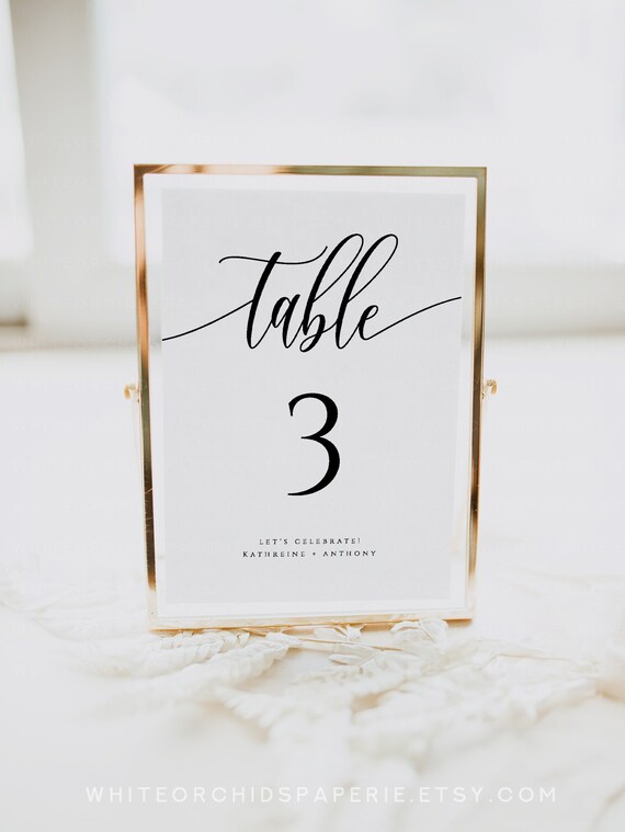 Table Number Table Numbers Wedding Table Numbers Template Etsy