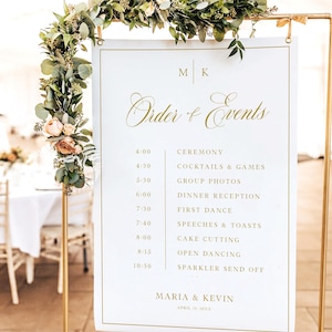 Classic Wedding Order Of Events Sign, Timeline Wedding, Timeline Template, Order Of Events Sign Wedding,  Editable Timeline Sign, Grace