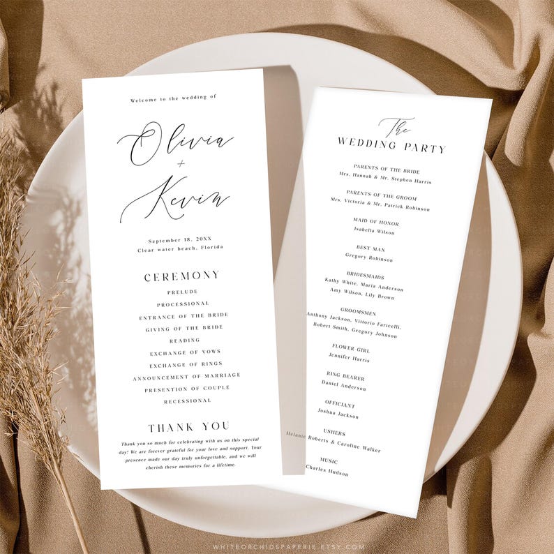 Wedding Program, Program Template, Minimalist Program, Ceremony Program, Program Printable, Program Template Wedding, Cynthia image 3