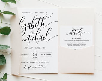 Wedding invitation suite, Minimalist Wedding Invitation Set, Wedding Invitation Template, Wedding Invitation Download, Stephanie