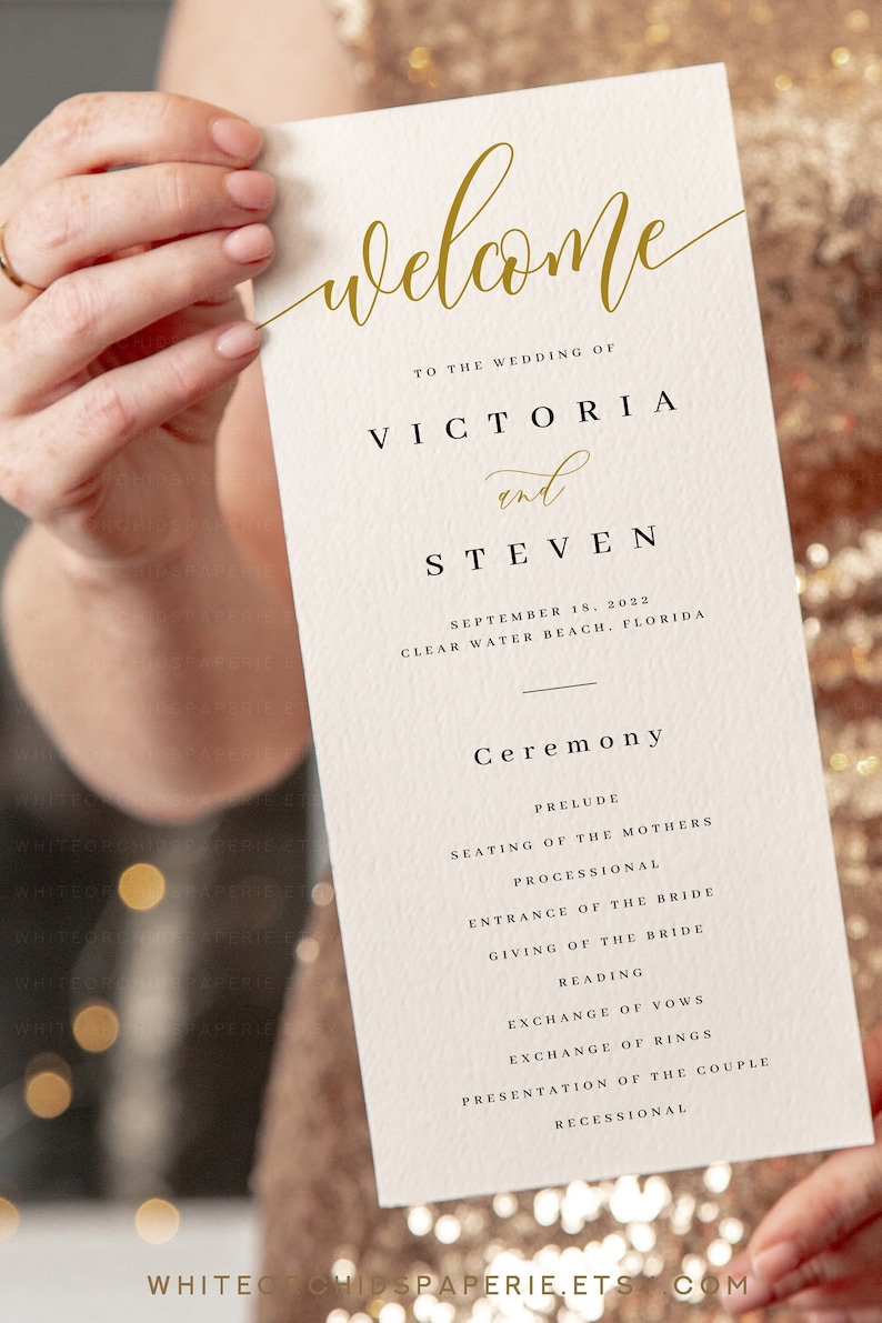 Wedding Program, Program Wedding, Program Template, Program For Wedding, Ceremony Program, Program Printable, Fully Editable, Stephanie image 1