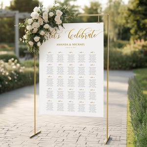 Let&#39;s Celebrate Seating Chart, Wedding Seating Chart Template, Gold Seating Chart Sign, Seating Plan, Seating Chart Printable, Stephanie
