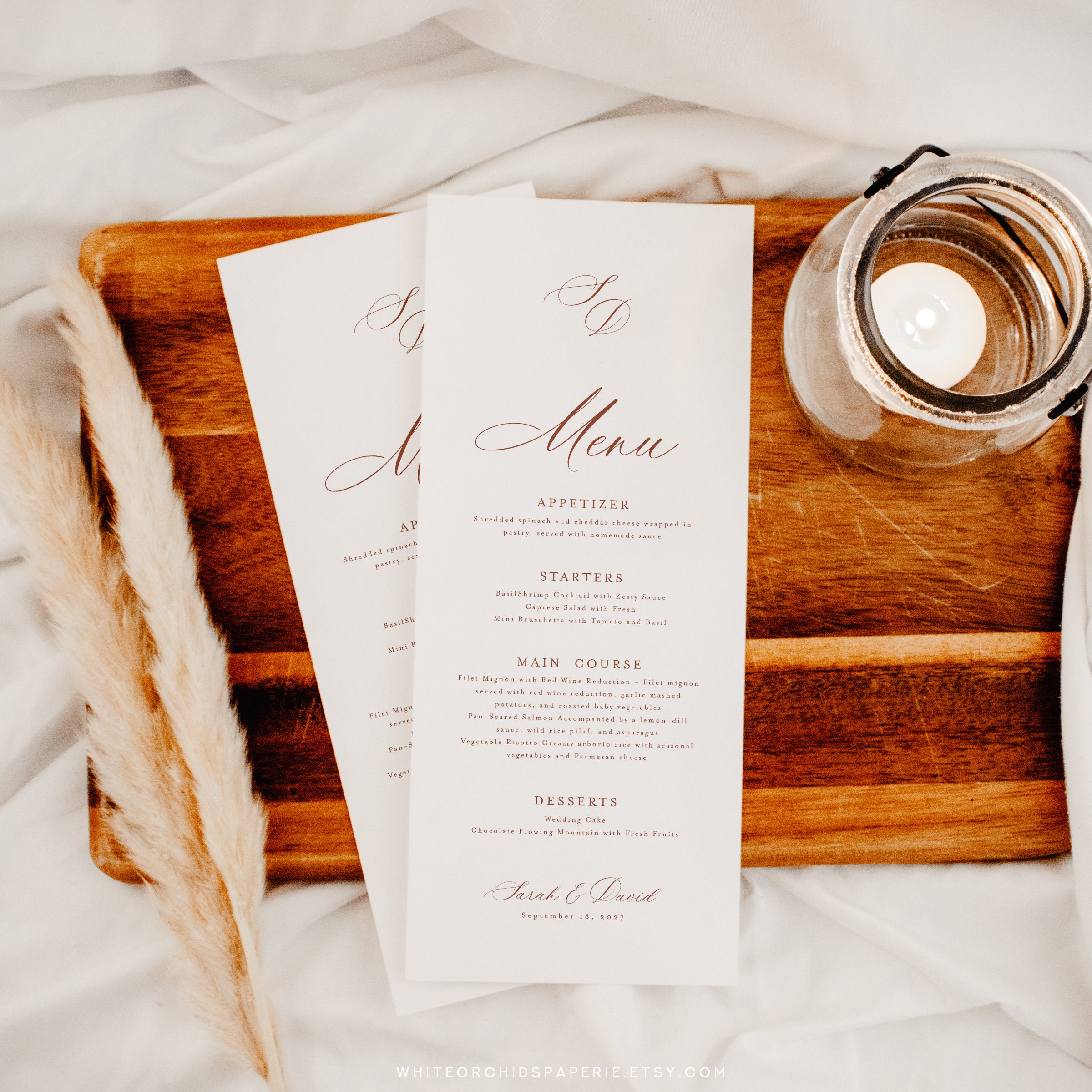 Colorable Wedding Menu, Classic Wedding Menu, Wedding Menu, Menu ...