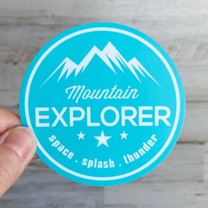 STICKER Disney World Mountain Explorer Space Splash Thunder Vinyl Sticker Blue