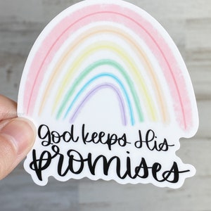 STICKER God Keeps His Promises Rainbow Pastels Vinyl Sticker Hand Lettering