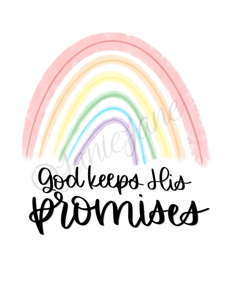 God Keeps His Promises Rainbow 8x10 Hand Lettered Print | Etsy
