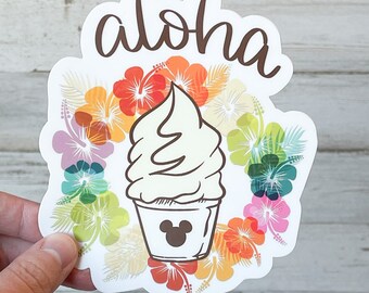 Dole Whip Sticker, Aloha Hawaiian Flower Wreath - Disney World Fan Art