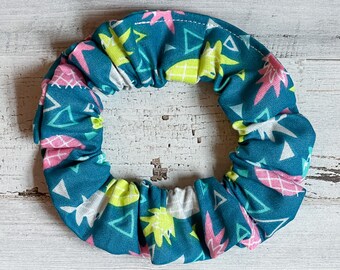 Scrunchie Rad Pineapples Geometric 80’s Vibe Retro Hair Accessories Handmade Cotton Scrunchie Soft Hair Ties Goodie Bags 80’s Party