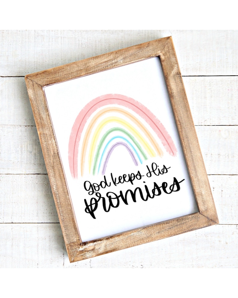 God Keeps His Promises Rainbow 8x10 Hand Lettered Print | Etsy