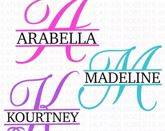 Split Monogram Alphabet SVG, DXF, PNG, Split Monogram Frame Alphabet, Cut File for Cricut, Silhouette, 26 Individual Svg Png Dxf Cut Files