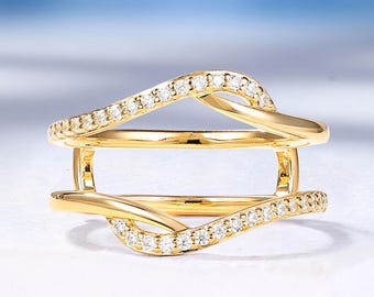Lab Grown Diamond Enhancer Wedding Band, Solid Gold, Double Curved Matching Ring, Custom Rings for Women by HelloRing