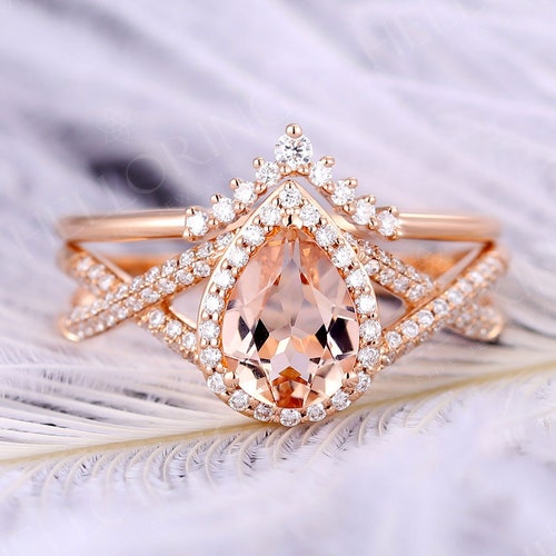 Tanzanite Engagement Ring Set White Gold Vintage Wedding Ring - Etsy