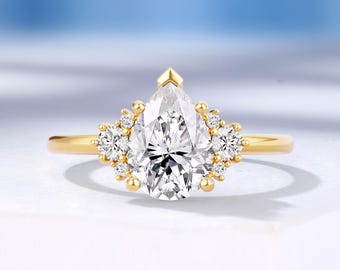 Vintage Lab Grown Diamond Engagement Ring, Solid Gold Wedding Ring, Promise Jewelry for Women by HelloRing