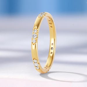 Lab Grown Diamond Wedding Band, Classic Eternity Design Band, Handmade Solid Gold Matching Band, Anniversary Ring for Women by HelloRing