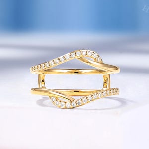 Lab Grown Diamond Enhancer Wedding Band, Solid Gold, Double Curved Matching Ring, Custom Rings for Women by HelloRing