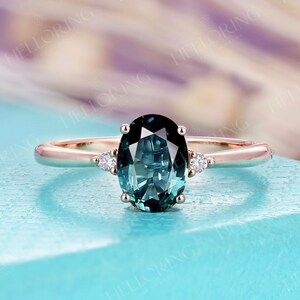Blue green sapphire rose gold ring sales