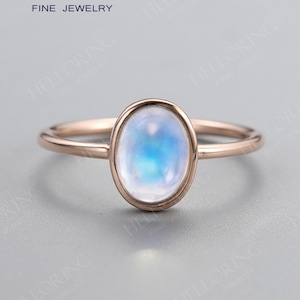 Oval engagement ring Rose gold Moonstone engagement ring Women Wedding Solitaire Vintage Antique Unique Art deco Promise Anniversary ring