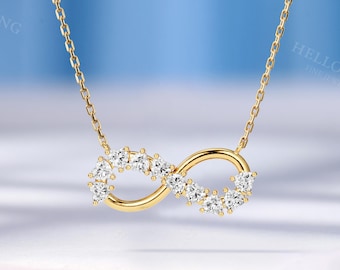 Elegant Heart-Shaped Moissanite Necklace: Möbius-Inspired Gold Necklace, Birthstone Anniversary Gifts