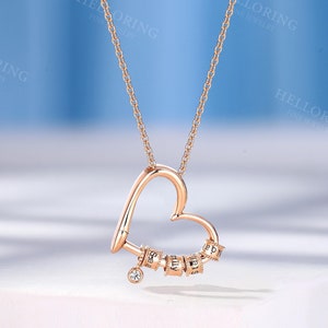 Custom Engraved Heart Necklace, CZ Necklace, Gold Plated Birthstone Pendant, Unique Memorial Gift For Mama, Gift For Her, By HelloRing