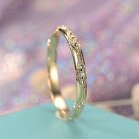 Oval Cut Moissanite Wedding Band Yellow Gold Wedding Band Vintage ...