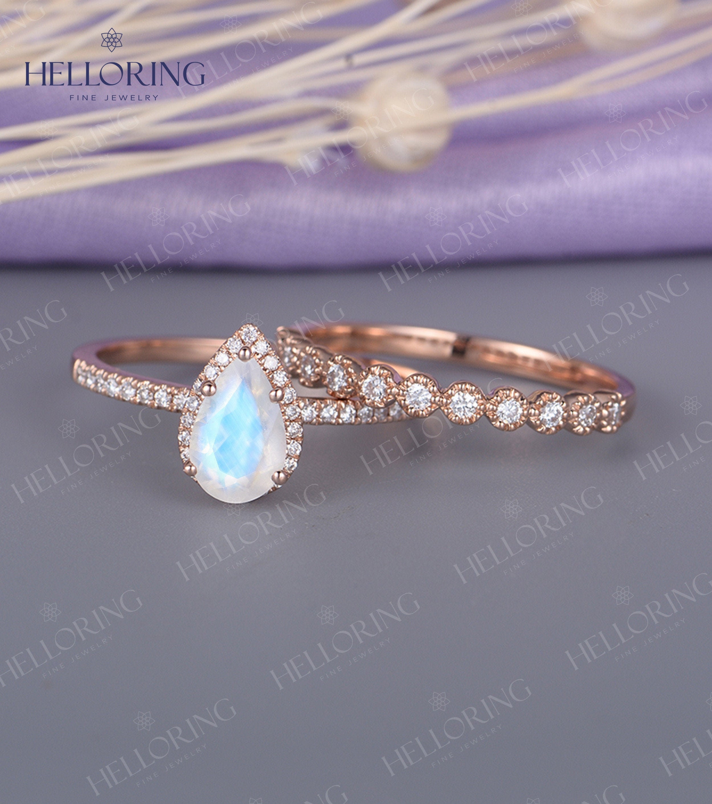Female moonstone engagement ring hot sale