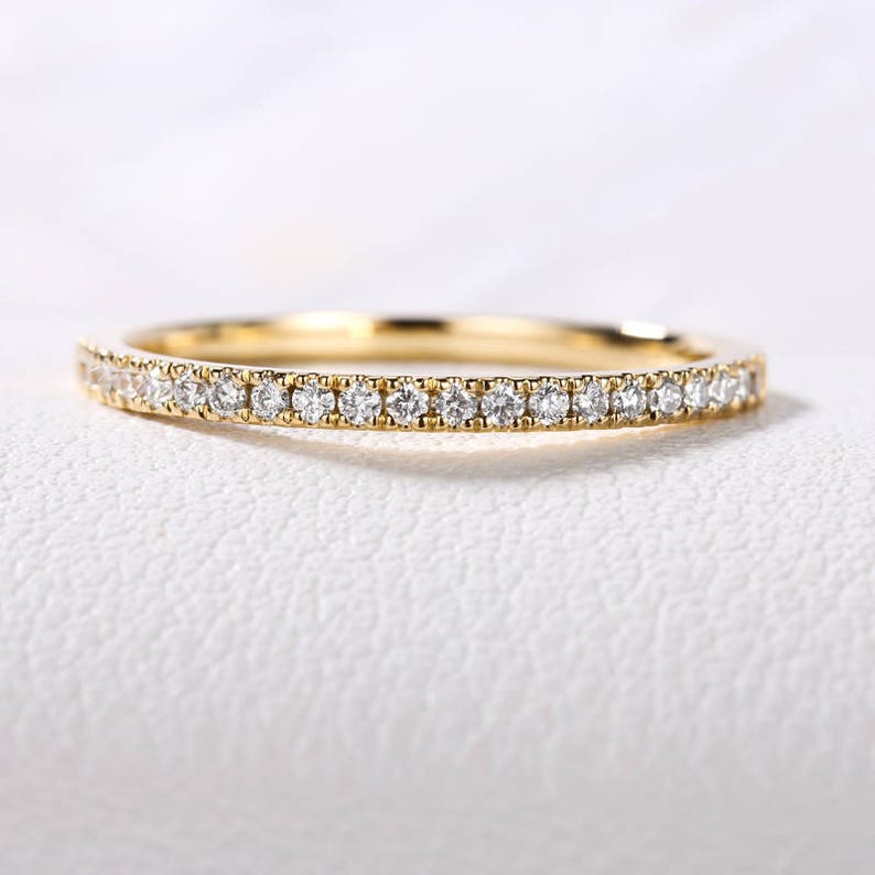 Diamond Stacking Wedding Band Women Half Eternity Wedding Band Etsy