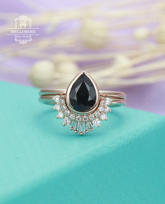 black sapphire ring gold