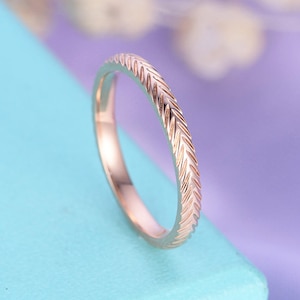 Rose gold full eternity wedding band Unique wedding band vintage Plain gold ring Simple Antique Stacking Bridal Anniversary Promise ring