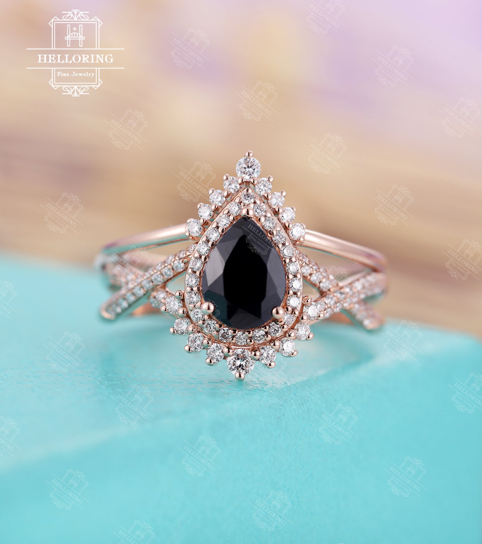 Vintage Black Onyx Engagement Ring Floral Black Onyx Wedding Ring for Women Art Deco Engagement Ring 14k Gold Black Onyx Bridal Promise Ring