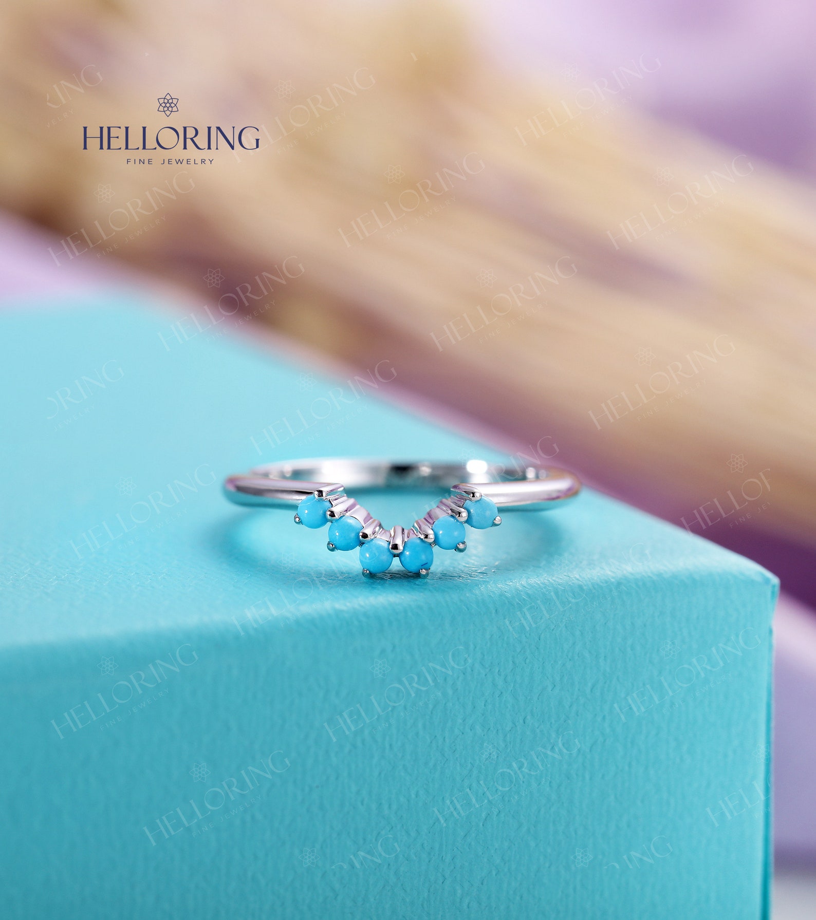Turquoise Wedding Band Curved Wedding Band Women Simple Unique - Etsy