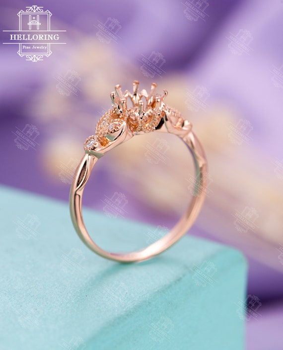 Vintage Art Deco Ring Setting Style - Art Deco 3/4 Carat Crown Scrolls Filigree Engagement Ring Setting in Platinum