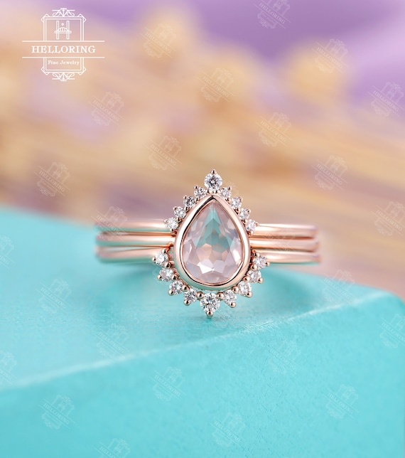 Rose quartz deals engagement ring etsy