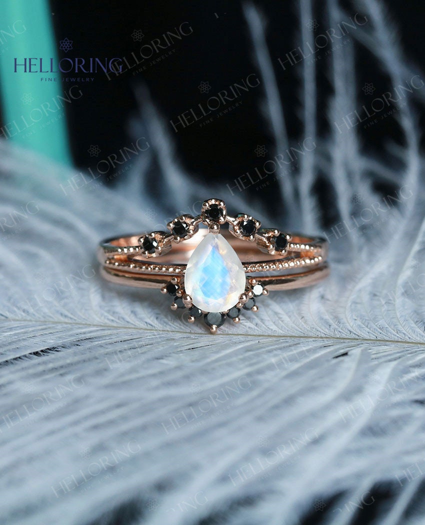 Details about   925 Sterling Silver Moonstone Gem Rose Gold Gold Plated Wedding Ring GRS-1059