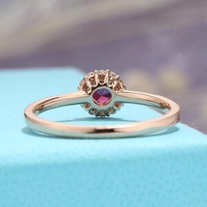 Ruby Engagement Ring rose gold curved wedding band Art Deco Unique Vintage Diamond July birthstone Bridal set Women Anniversary ring image 5