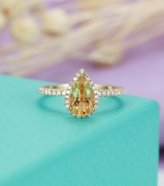 pear citrine ring
