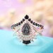 Vintage pear Black Rutilated Quartz engagement ring black diamond ring rose gold Black onyx ring moissanite twisted Infinity Bridal ring