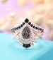 Vintage pear Black Rutilated Quartz engagement ring black diamond ring rose gold Black onyx ring moissanite twisted Infinity Bridal ring 