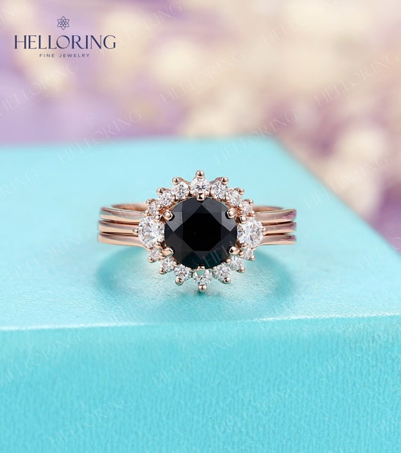 9ct Yellow Gold Diamond + Natural Black Sapphire Ring – Grahams Jewellers