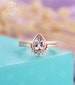 Morganite Engagement Ring set Vintage Rose Gold Diamond curved Wedding band Women Pear Shaped bezel set Stacking Anniversary ring 