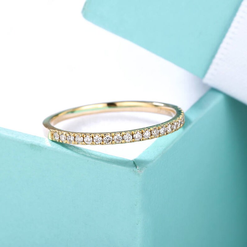 Diamond Stacking Wedding Band Women Half Eternity Wedding Band Etsy
