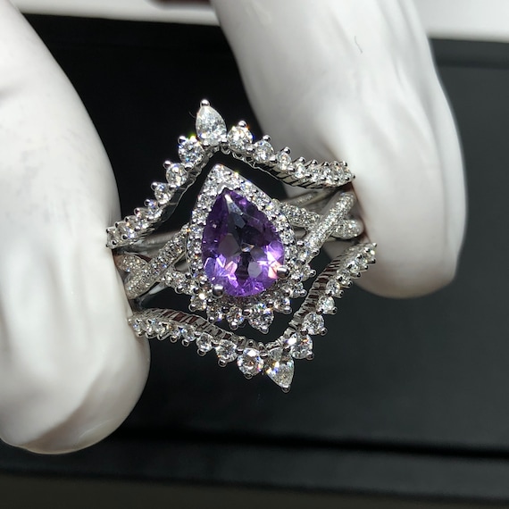 Amethyst Engagement Ring vintage-Art Deco Engagement Ring